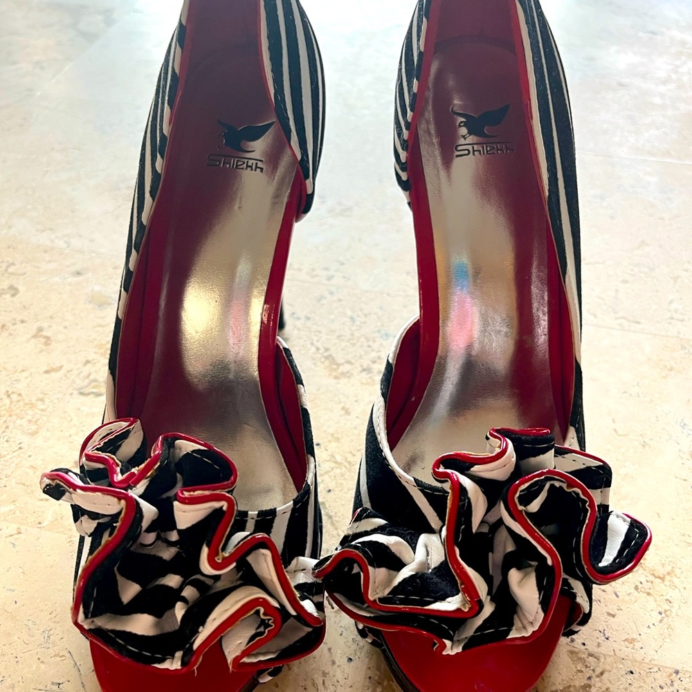 Sheihk High heels Leopard print red trim